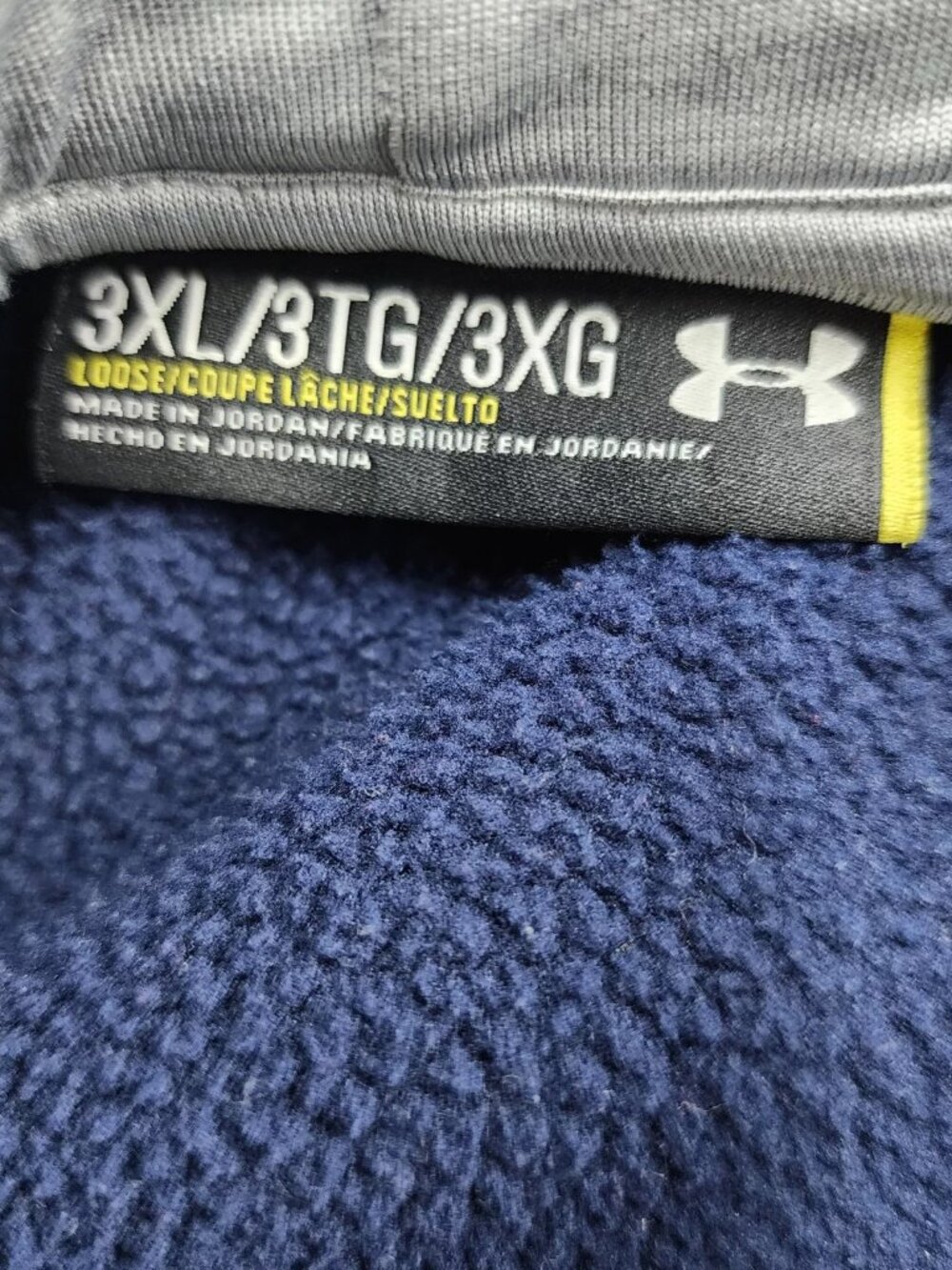 Under Armour Hoodie Mens 3XL Navy Blue Fleece Pullover Sweatshirt Logo - Picture 6 of 11